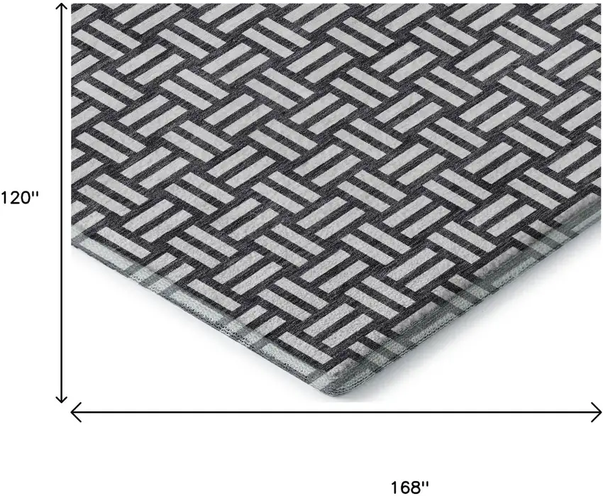 Black And Ivory Abstract Geometric Washable Area Rug With UV Protection Photo 9
