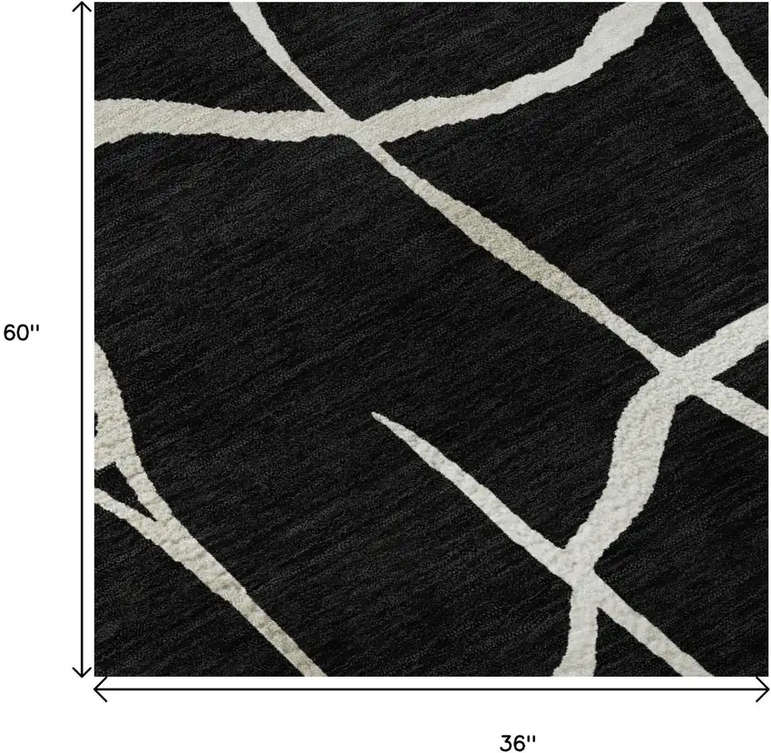Black And Ivory Abstract Geometric Washable Area Rug With UV Protection Photo 9