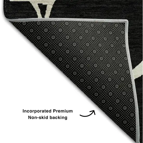 Black And Ivory Abstract Geometric Washable Area Rug With UV Protection Photo 7