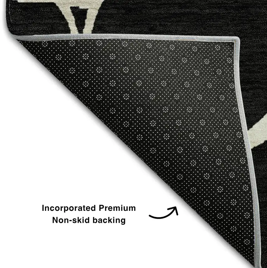Black And Ivory Abstract Geometric Washable Area Rug With UV Protection Photo 7