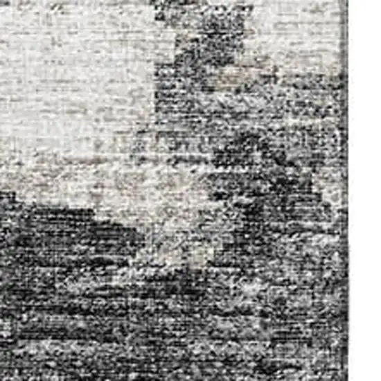 Black And Ivory Abstract Washable Area Rug With UV Protection Photo 4