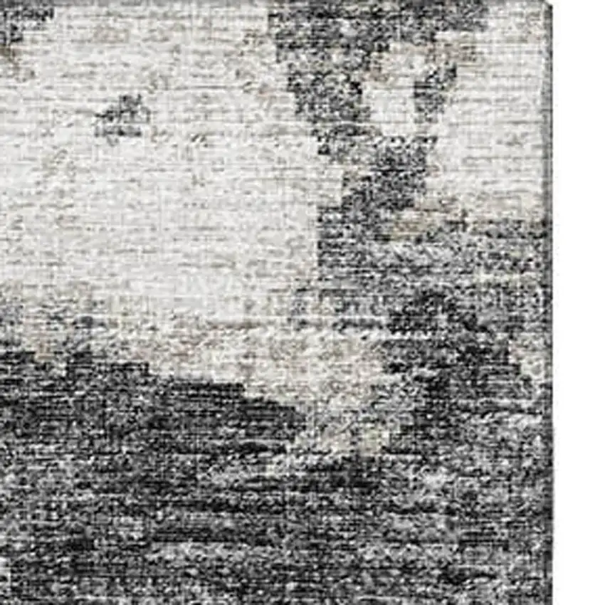 Black And Ivory Abstract Washable Area Rug With UV Protection Photo 5