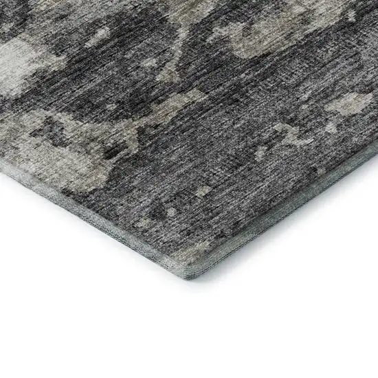 Black And Ivory Abstract Washable Area Rug With UV Protection Photo 9