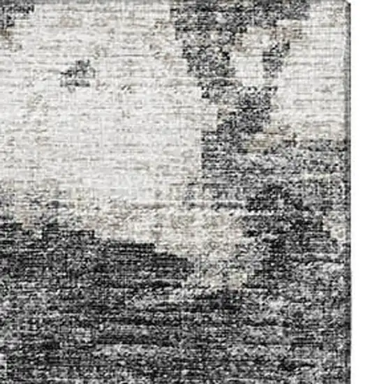 Black And Ivory Abstract Washable Area Rug With UV Protection Photo 5