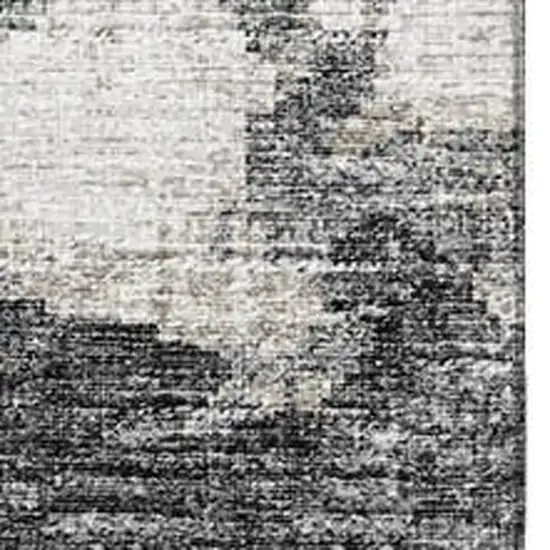 Black And Ivory Abstract Washable Area Rug With UV Protection Photo 4