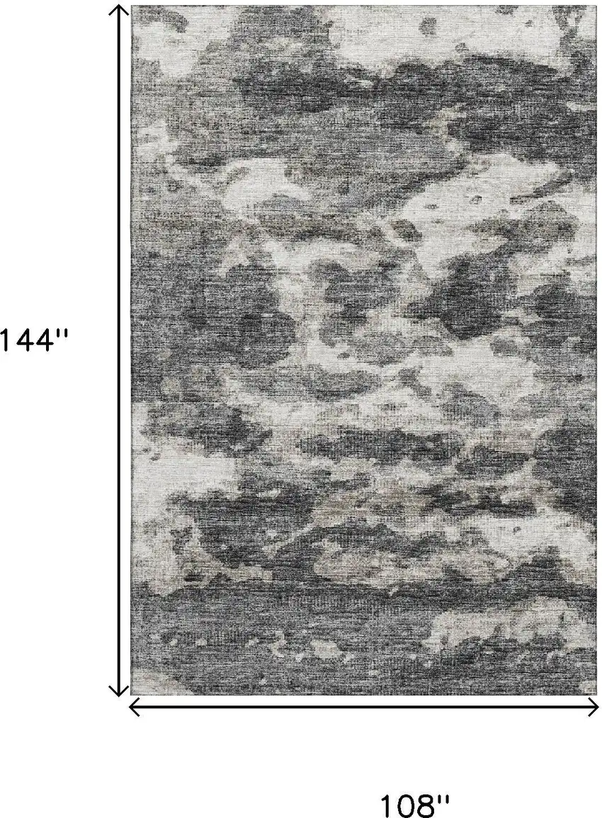 Black And Ivory Abstract Washable Area Rug With UV Protection Photo 3