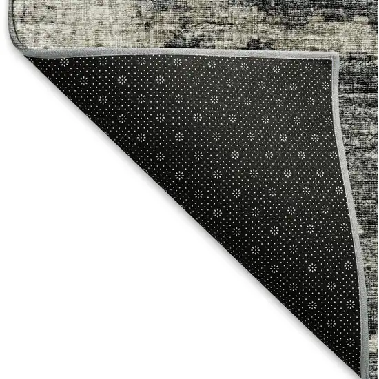 Black And Ivory Abstract Washable Area Rug With UV Protection Photo 8
