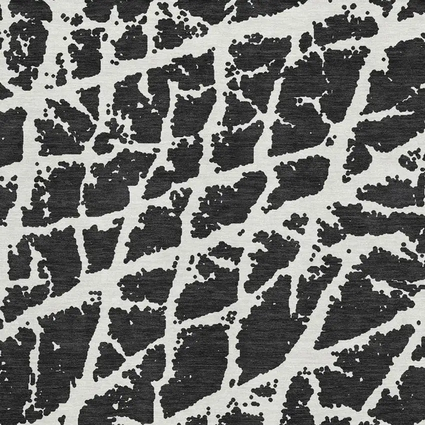 Black And Ivory Abstract Washable Area Rug With UV Protection Photo 3