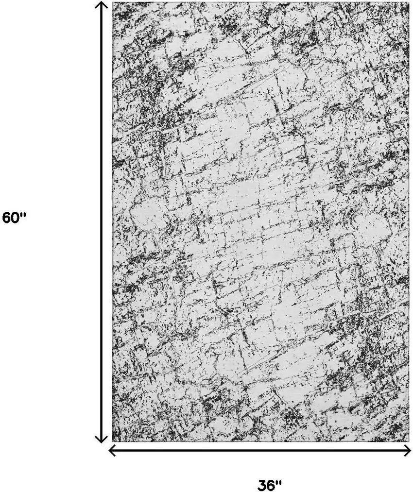Black And Ivory Abstract Washable Area Rug With UV Protection Photo 7