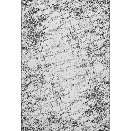 Black And Ivory Abstract Washable Area Rug With UV Protection Photo 1