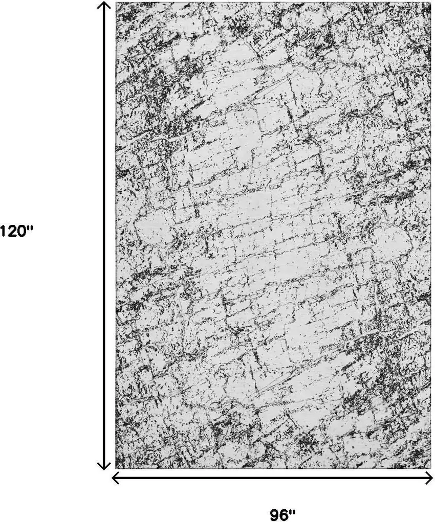 Black And Ivory Abstract Washable Area Rug With UV Protection Photo 7
