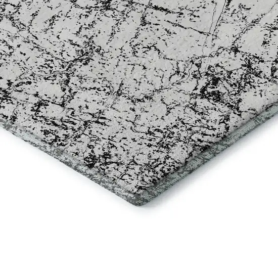 Black And Ivory Abstract Washable Area Rug With UV Protection Photo 9