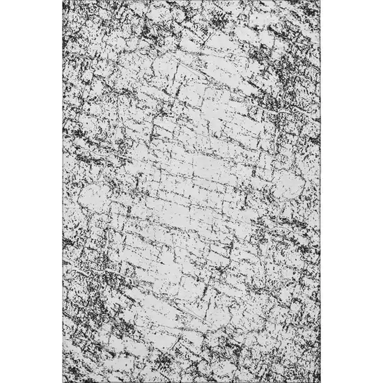 Black And Ivory Abstract Washable Area Rug With UV Protection Photo 4