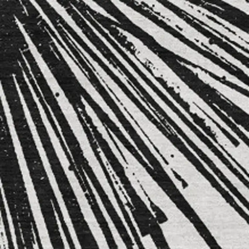 Black And Ivory Abstract Washable Area Rug With UV Protection Photo 8