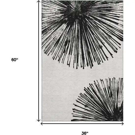 Black And Ivory Abstract Washable Area Rug With UV Protection Photo 7