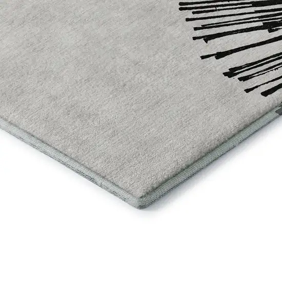 Black And Ivory Abstract Washable Area Rug With UV Protection Photo 9