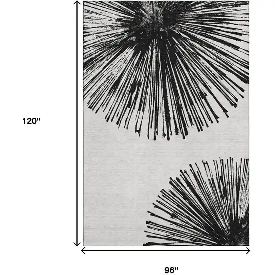 Black And Ivory Abstract Washable Area Rug With UV Protection Photo 5