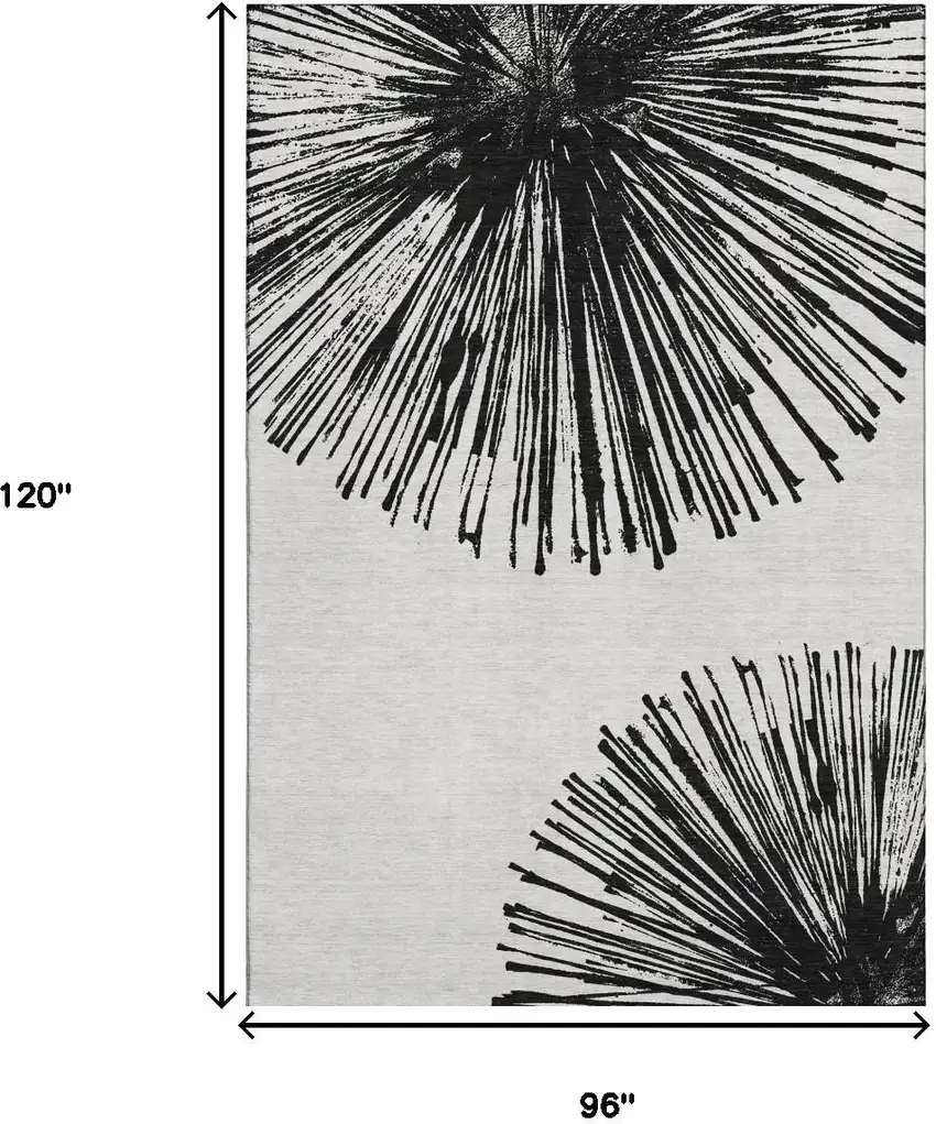 Black And Ivory Abstract Washable Area Rug With UV Protection Photo 5