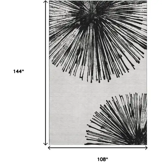 Black And Ivory Abstract Washable Area Rug With UV Protection Photo 7
