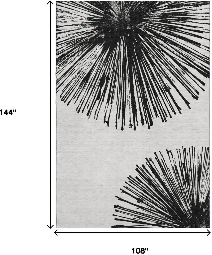 Black And Ivory Abstract Washable Area Rug With UV Protection Photo 7
