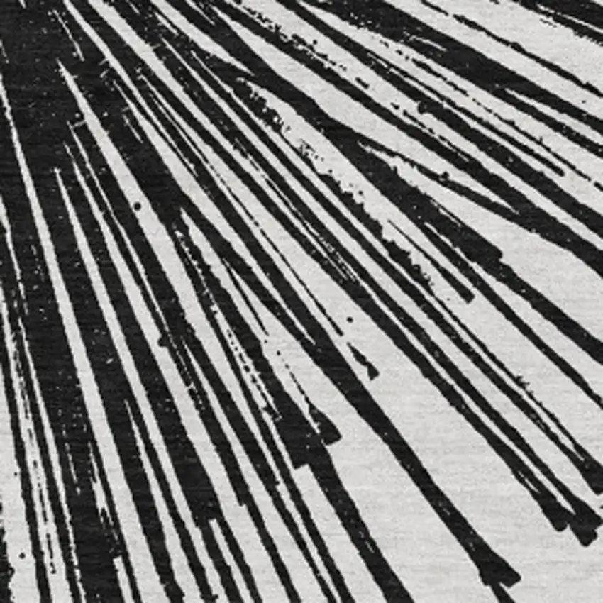 Black And Ivory Abstract Washable Area Rug With UV Protection Photo 9