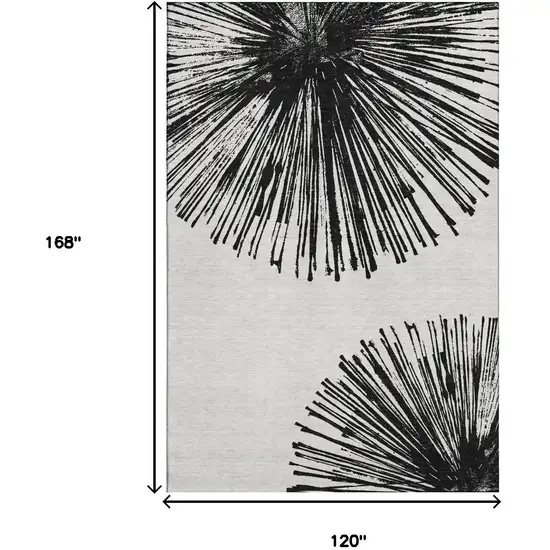 Black And Ivory Abstract Washable Area Rug With UV Protection Photo 7