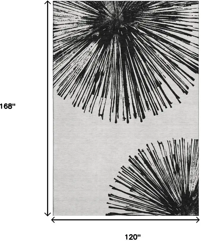 Black And Ivory Abstract Washable Area Rug With UV Protection Photo 7