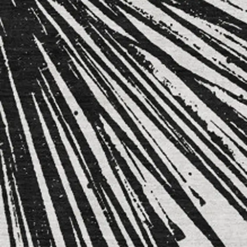 Black And Ivory Abstract Washable Area Rug With UV Protection Photo 8