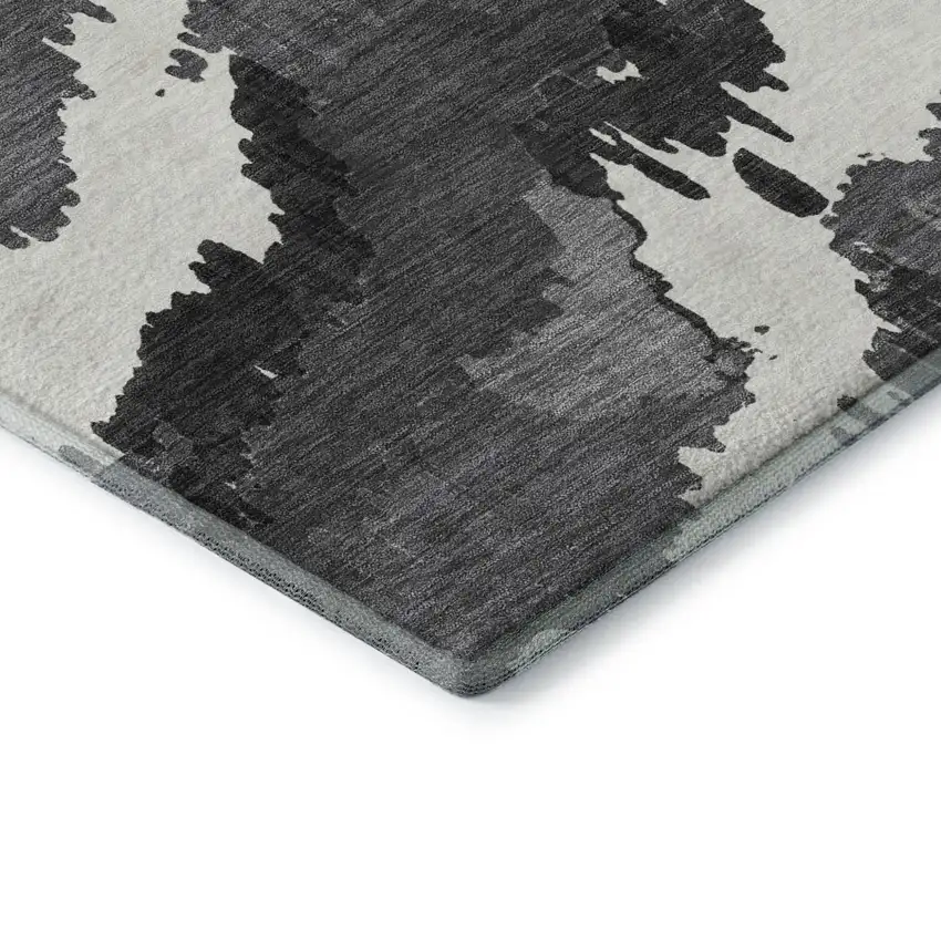 Black And Ivory Abstract Washable Area Rug With UV Protection Photo 4