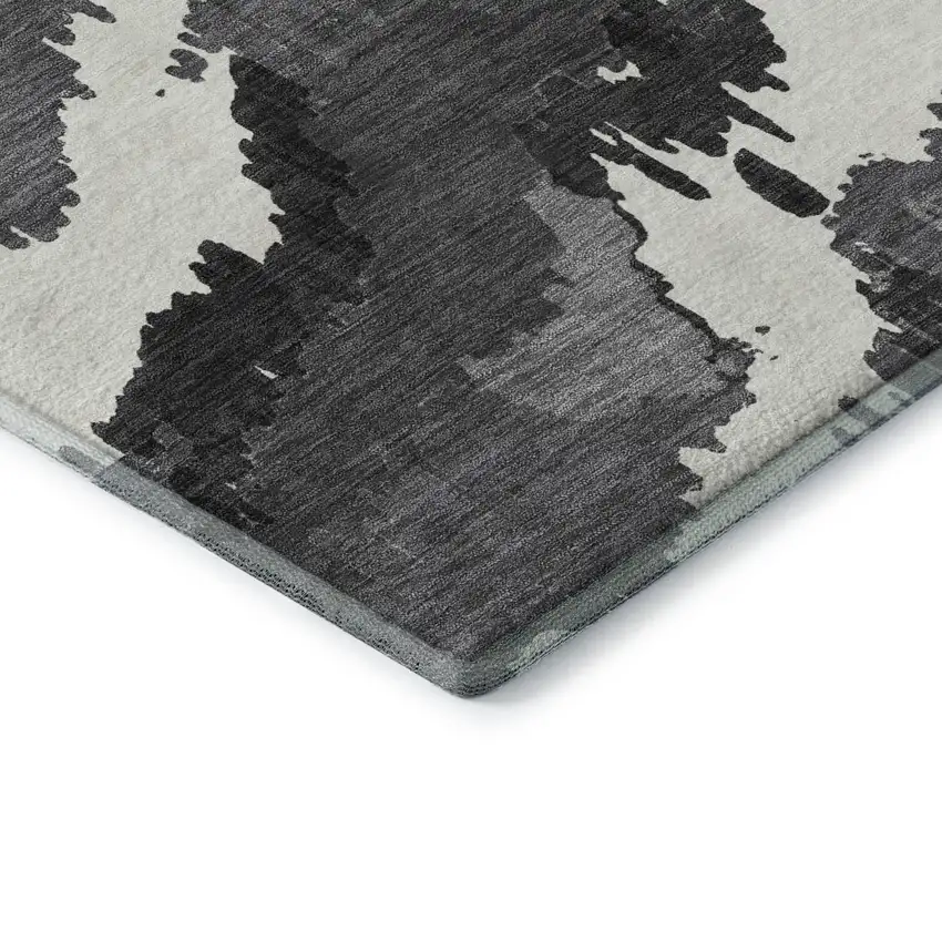 Black And Ivory Abstract Washable Area Rug With UV Protection Photo 7