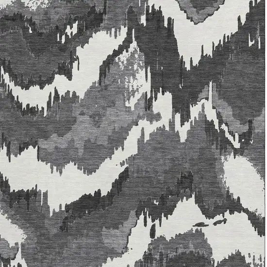 Black And Ivory Abstract Washable Area Rug With UV Protection Photo 3