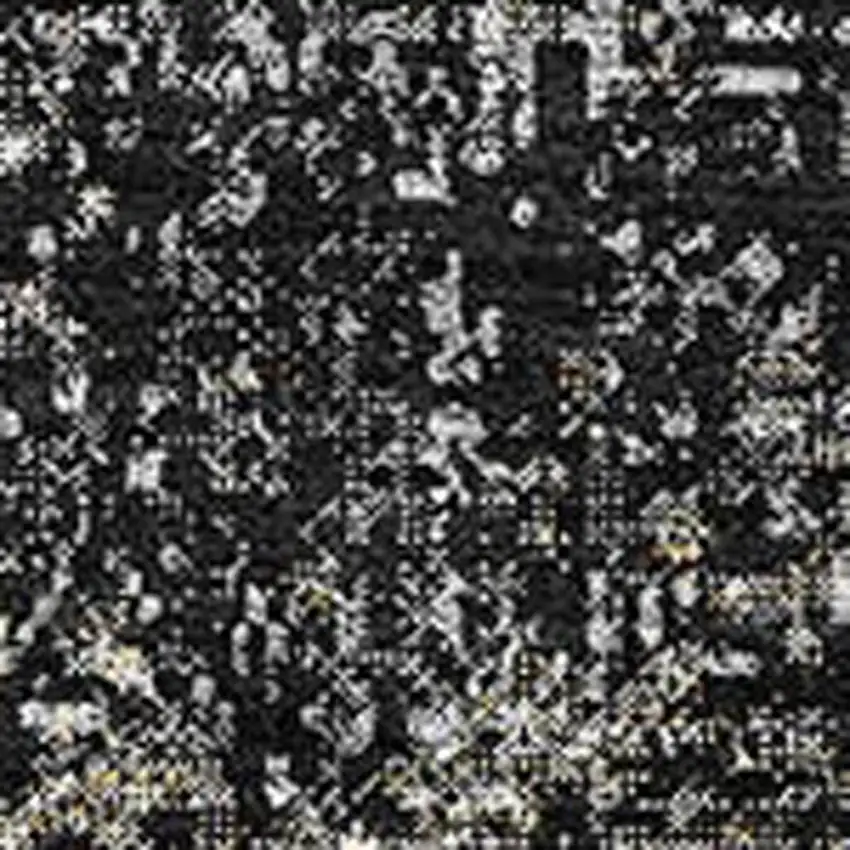 Black And Ivory Abstract Washable Area Rug With UV Protection Photo 3