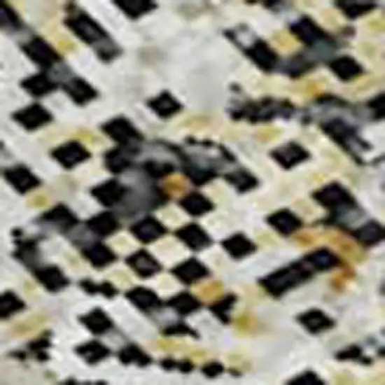 Black And Ivory Abstract Washable Area Rug With UV Protection Photo 4