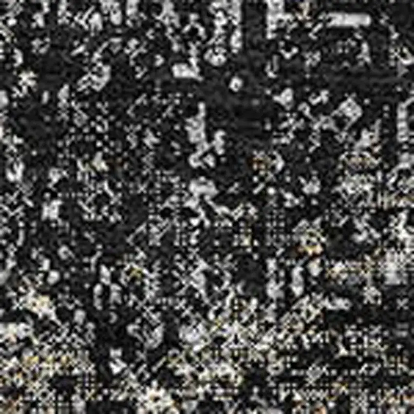 Black And Ivory Abstract Washable Area Rug With UV Protection Photo 3
