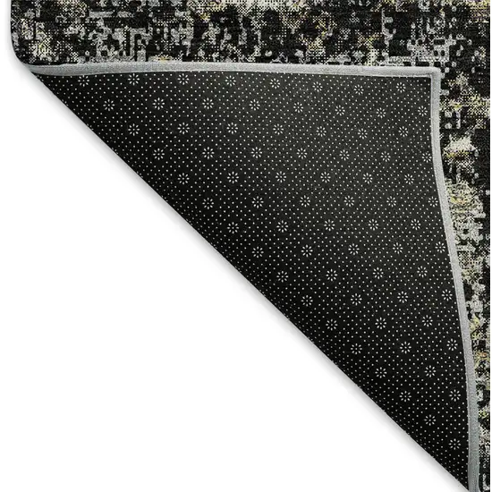 Black And Ivory Abstract Washable Area Rug With UV Protection Photo 7