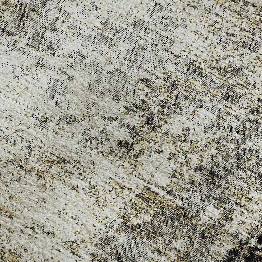 Black And Ivory Abstract Washable Area Rug With UV Protection Photo 3