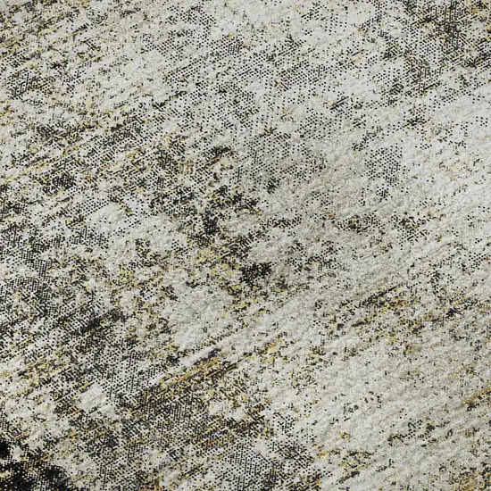 Black And Ivory Abstract Washable Area Rug With UV Protection Photo 1