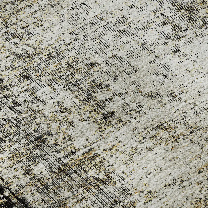 Black And Ivory Abstract Washable Area Rug With UV Protection Photo 1