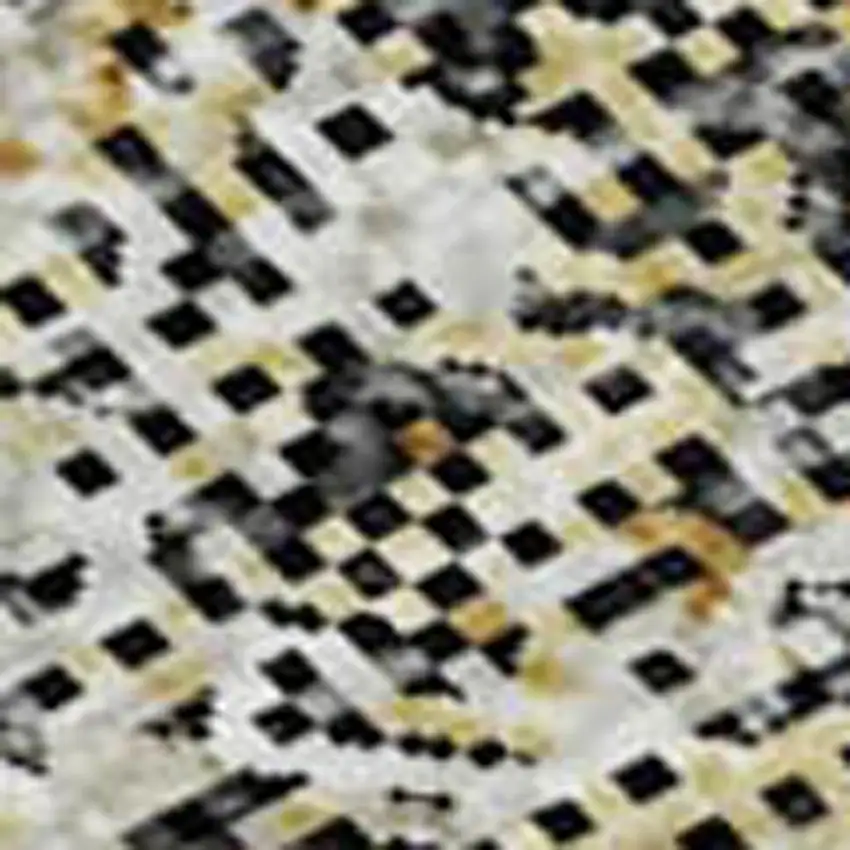 Black And Ivory Abstract Washable Area Rug With UV Protection Photo 2