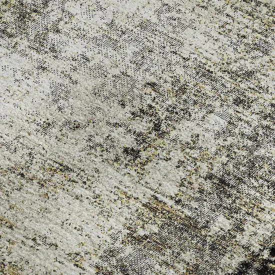 Black And Ivory Abstract Washable Area Rug With UV Protection Photo 3