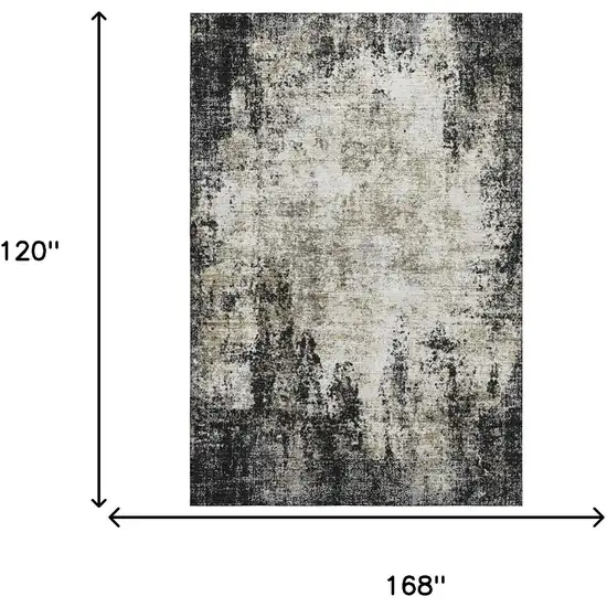 Black And Ivory Abstract Washable Area Rug With UV Protection Photo 9