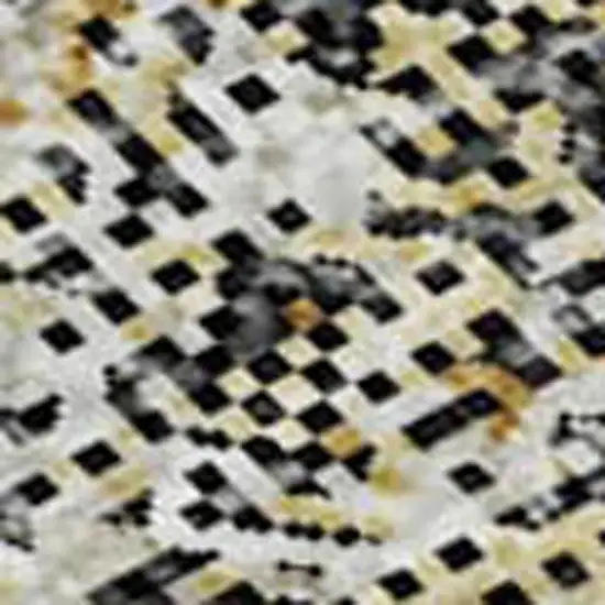 Black And Ivory Abstract Washable Area Rug With UV Protection Photo 3