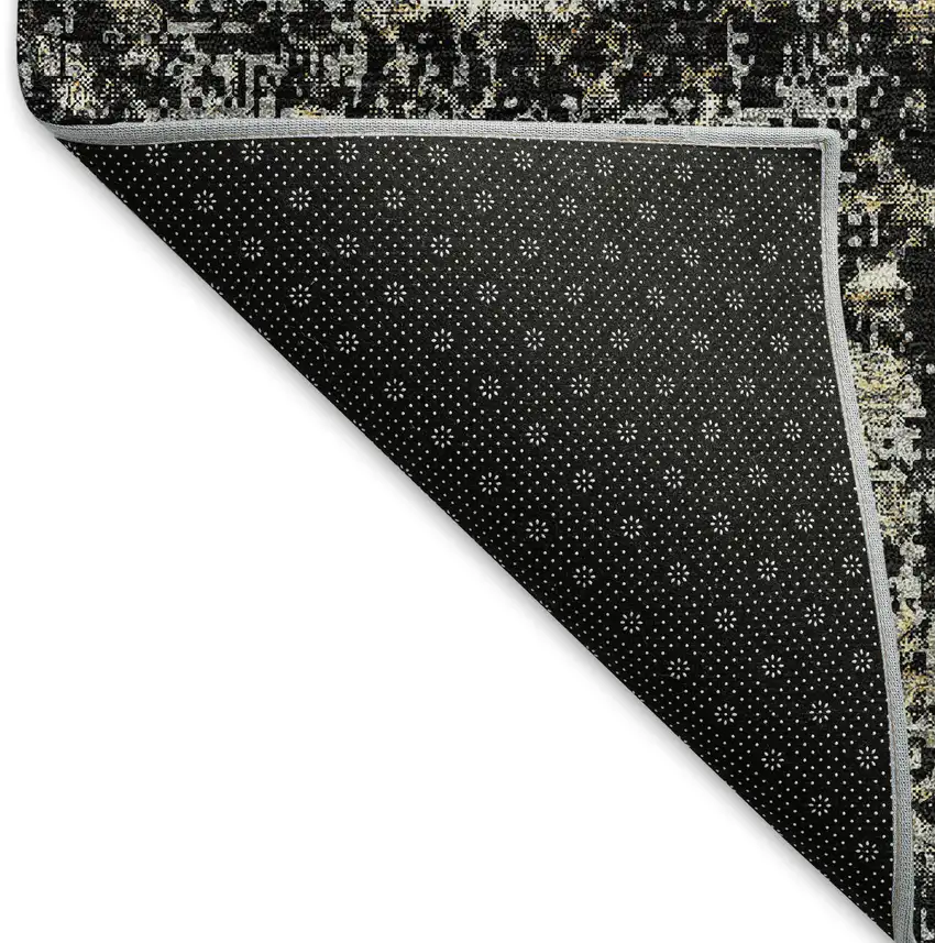 Black And Ivory Abstract Washable Area Rug With UV Protection Photo 7