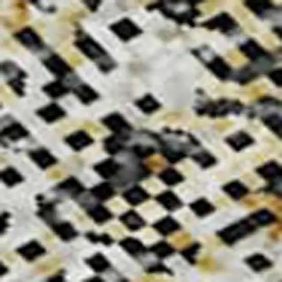 Black And Ivory Abstract Washable Area Rug With UV Protection Photo 2