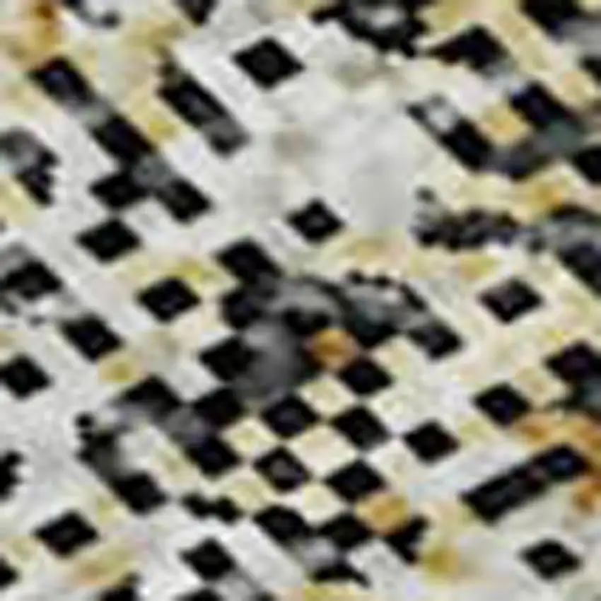 Black And Ivory Abstract Washable Area Rug With UV Protection Photo 2