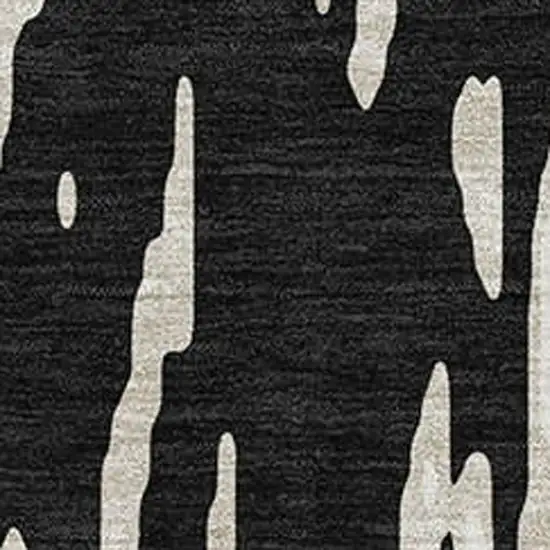 Black And Ivory Abstract Washable Area Rug With UV Protection Photo 2