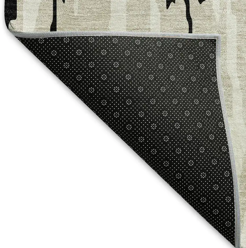 Black And Ivory Abstract Washable Area Rug With UV Protection Photo 6