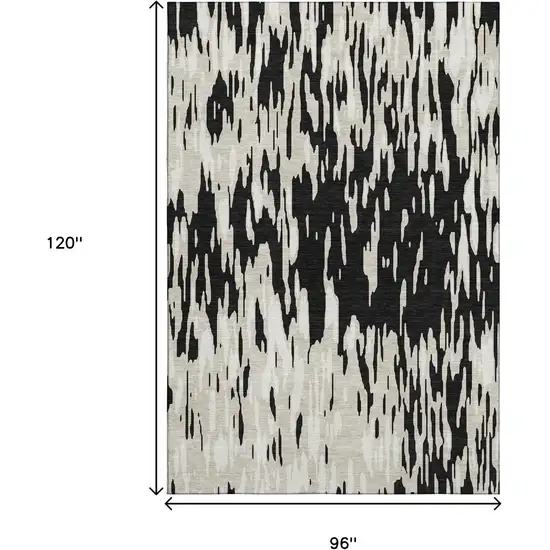 Black And Ivory Abstract Washable Area Rug With UV Protection Photo 9