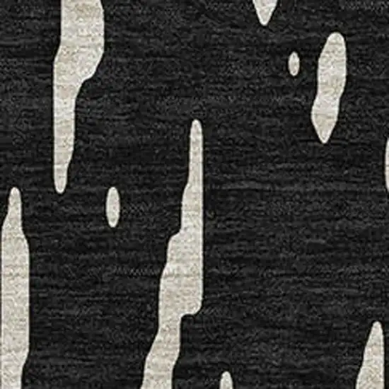 Black And Ivory Abstract Washable Area Rug With UV Protection Photo 2