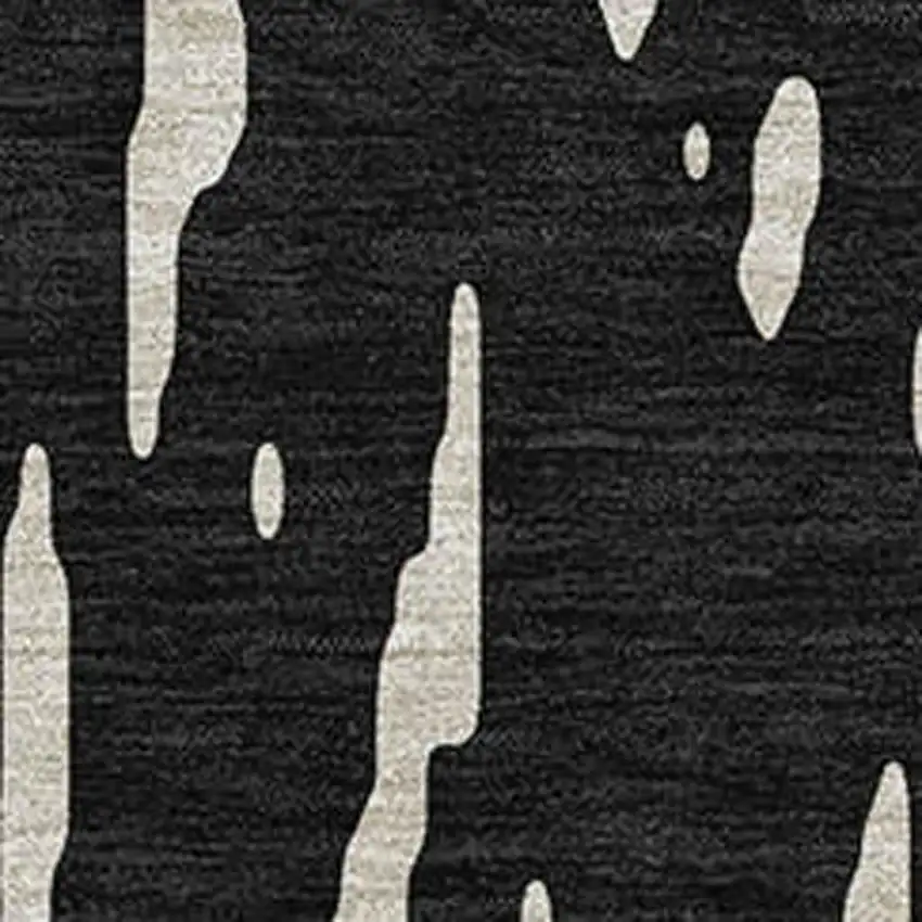 Black And Ivory Abstract Washable Area Rug With UV Protection Photo 2